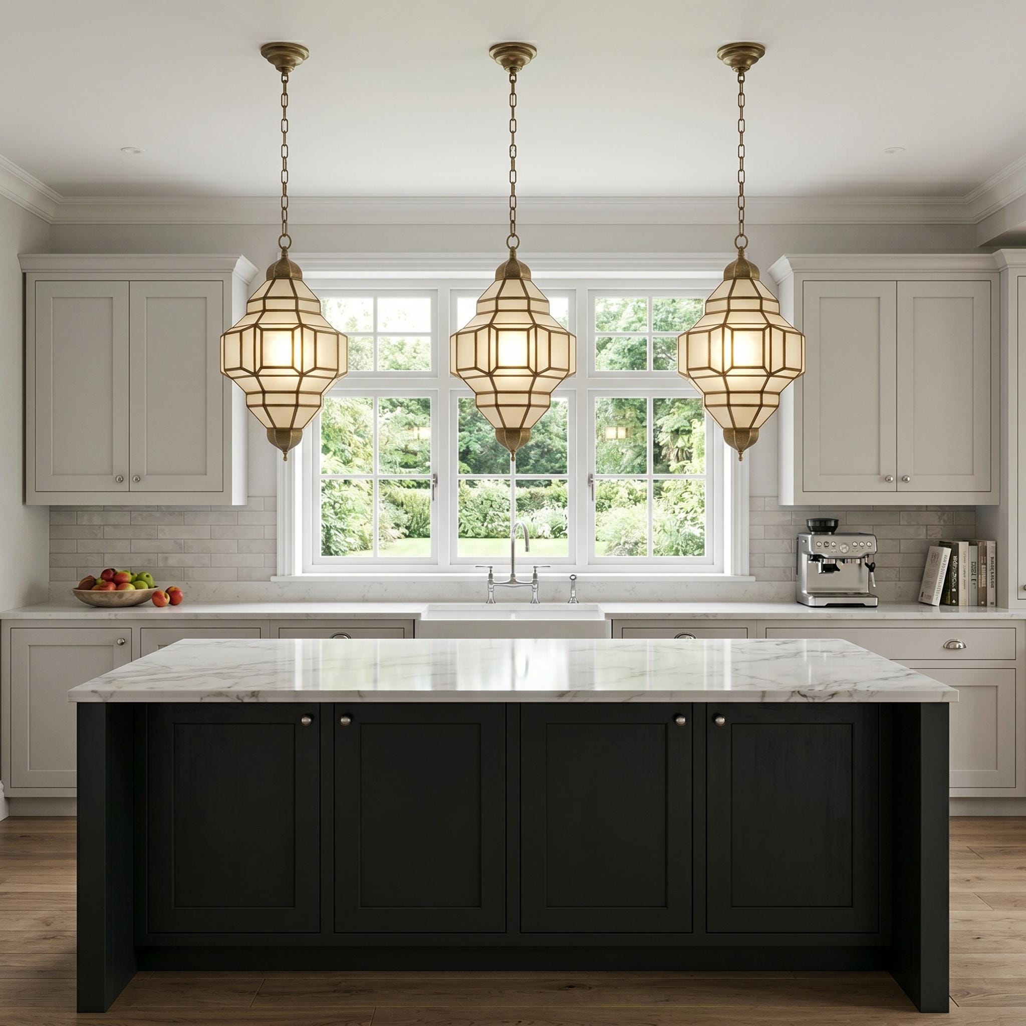 Glass Pendant Light, Brass Modern Hanging Ceiling Lamp - Image 2