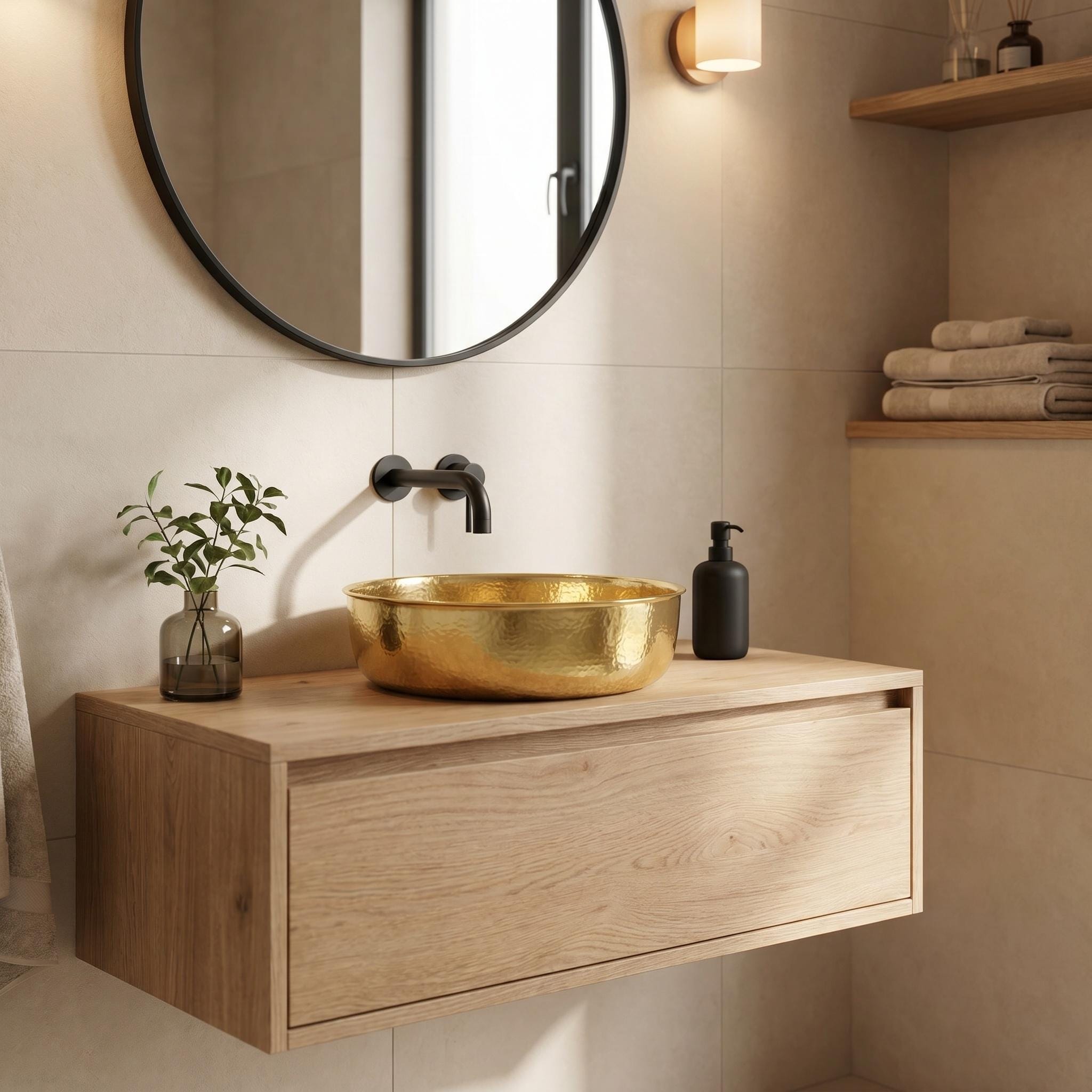 Hammered Brass Vessel Sink Luxury Round Vanity Basin for Modern Rustic Bathrooms - Image 3