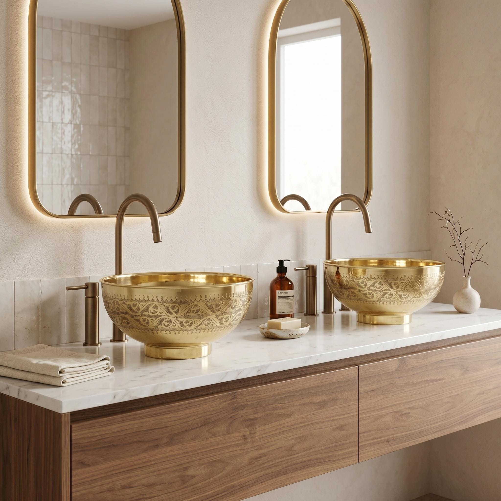 Engraved Brass Vessel Sink Luxury Vanity Basin for Elegant Modern Bathrooms - Image 2