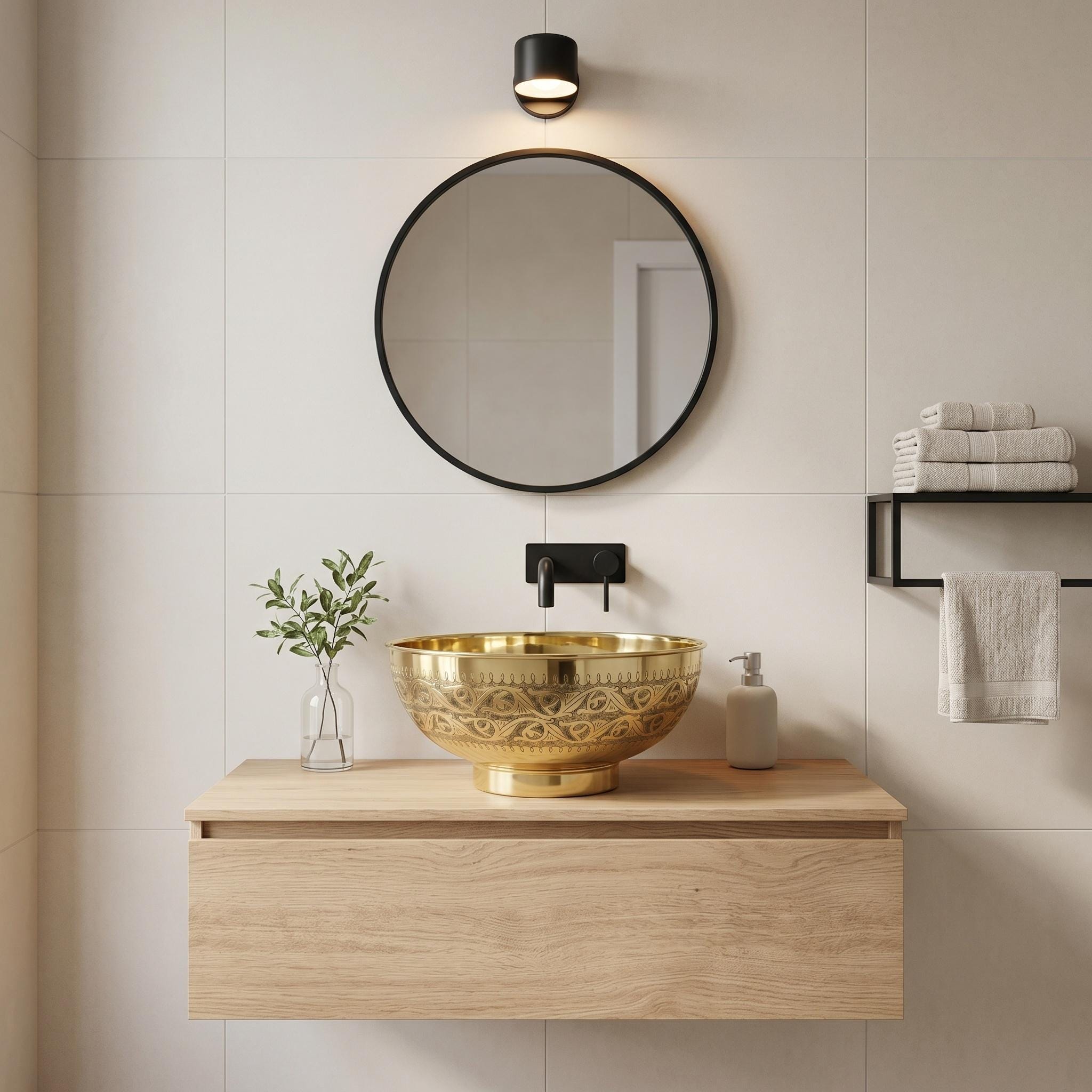 Engraved Brass Vessel Sink Luxury Vanity Basin for Elegant Modern Bathrooms - Image 5