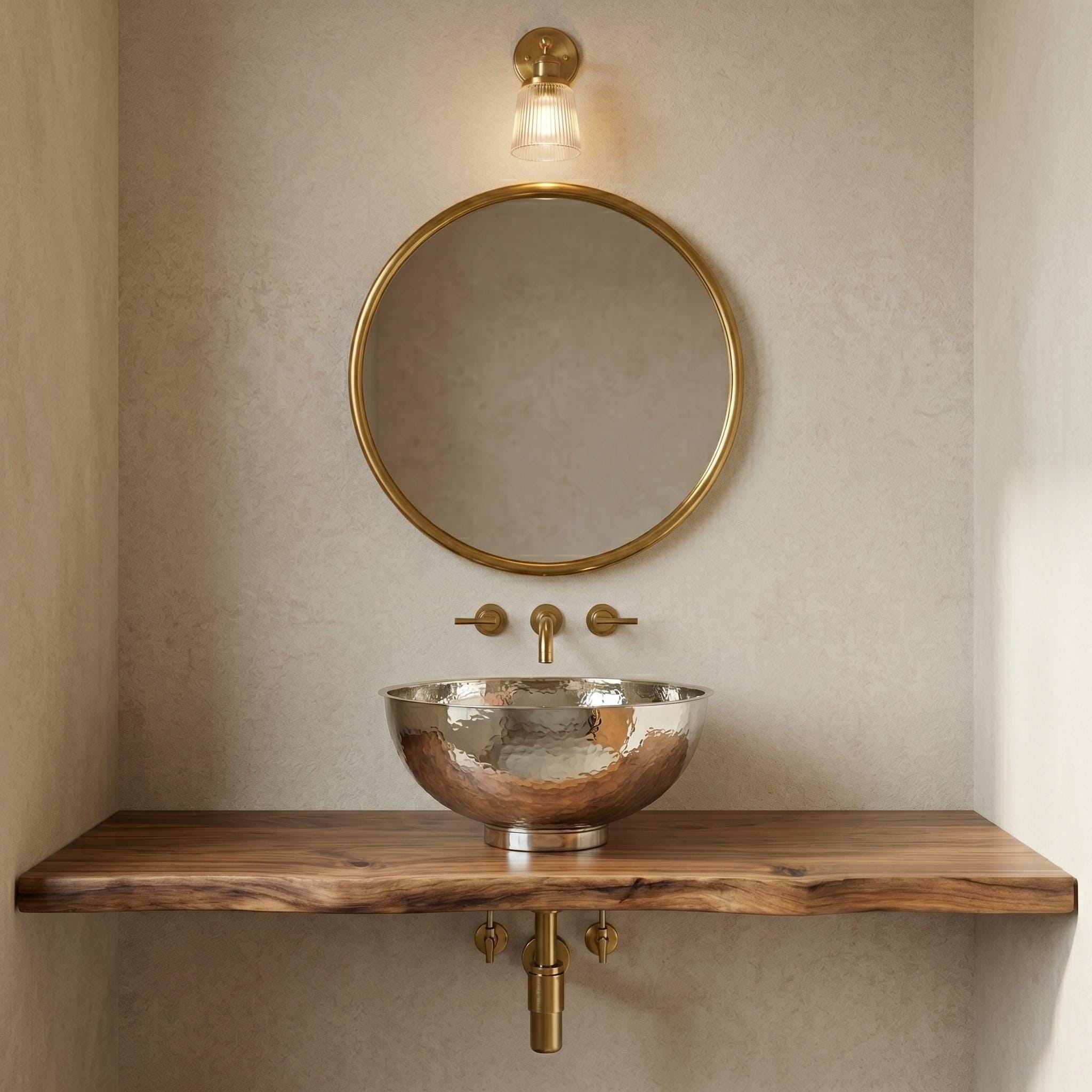 German Silver Vessel Sink Handmade Hammered Vanity Basin for Luxury Bathrooms - Image 3