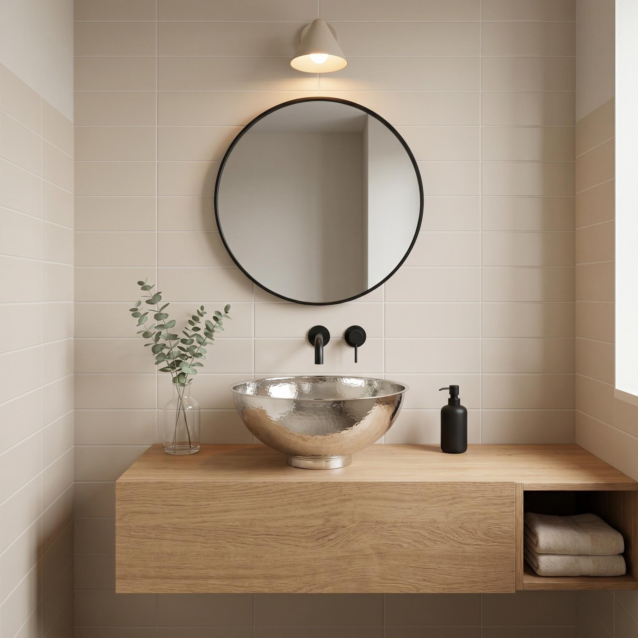 German Silver Vessel Sink Handmade Hammered Vanity Basin for Luxury Bathrooms - Image 6
