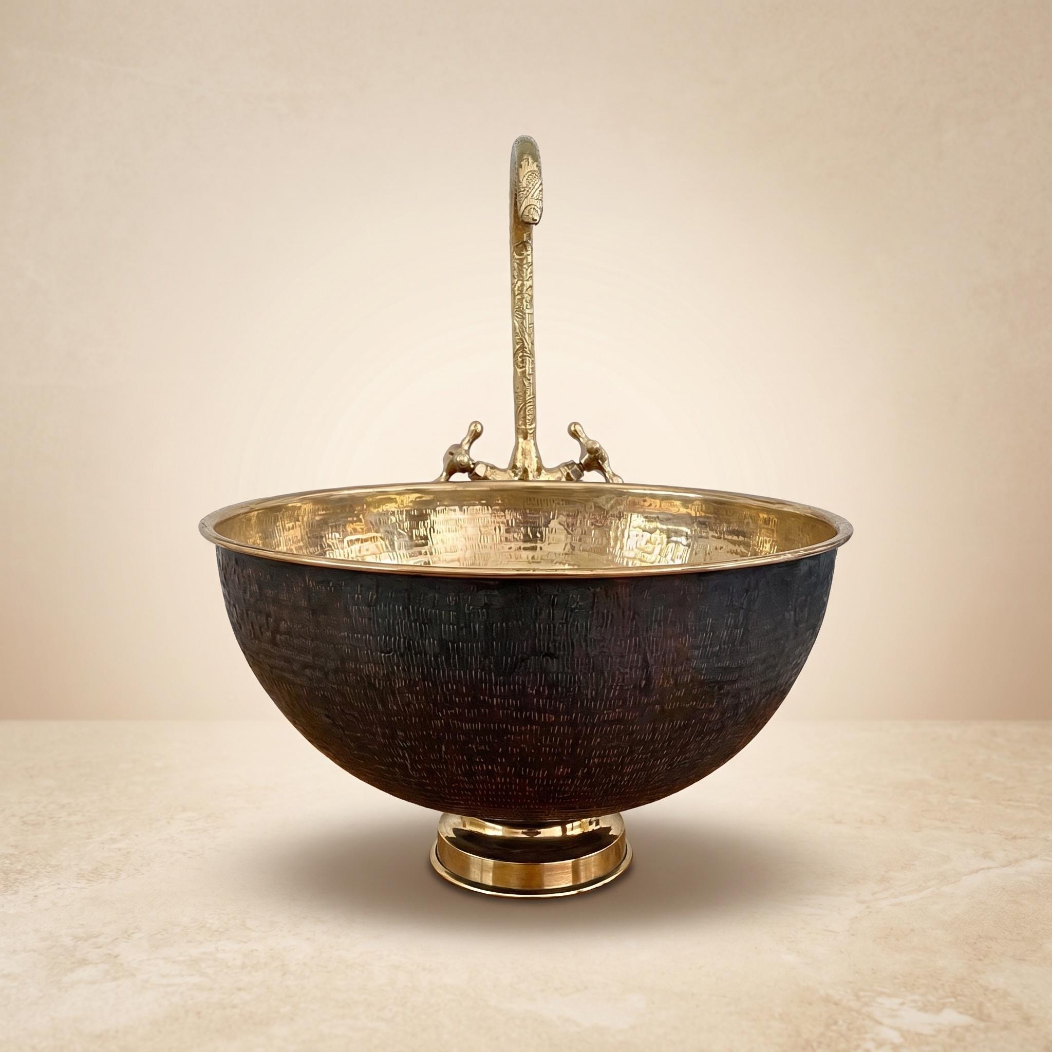 Dark Brass Vessel Sink Hammered Vanity Basin for Luxury Rustic Bathrooms - Image 3