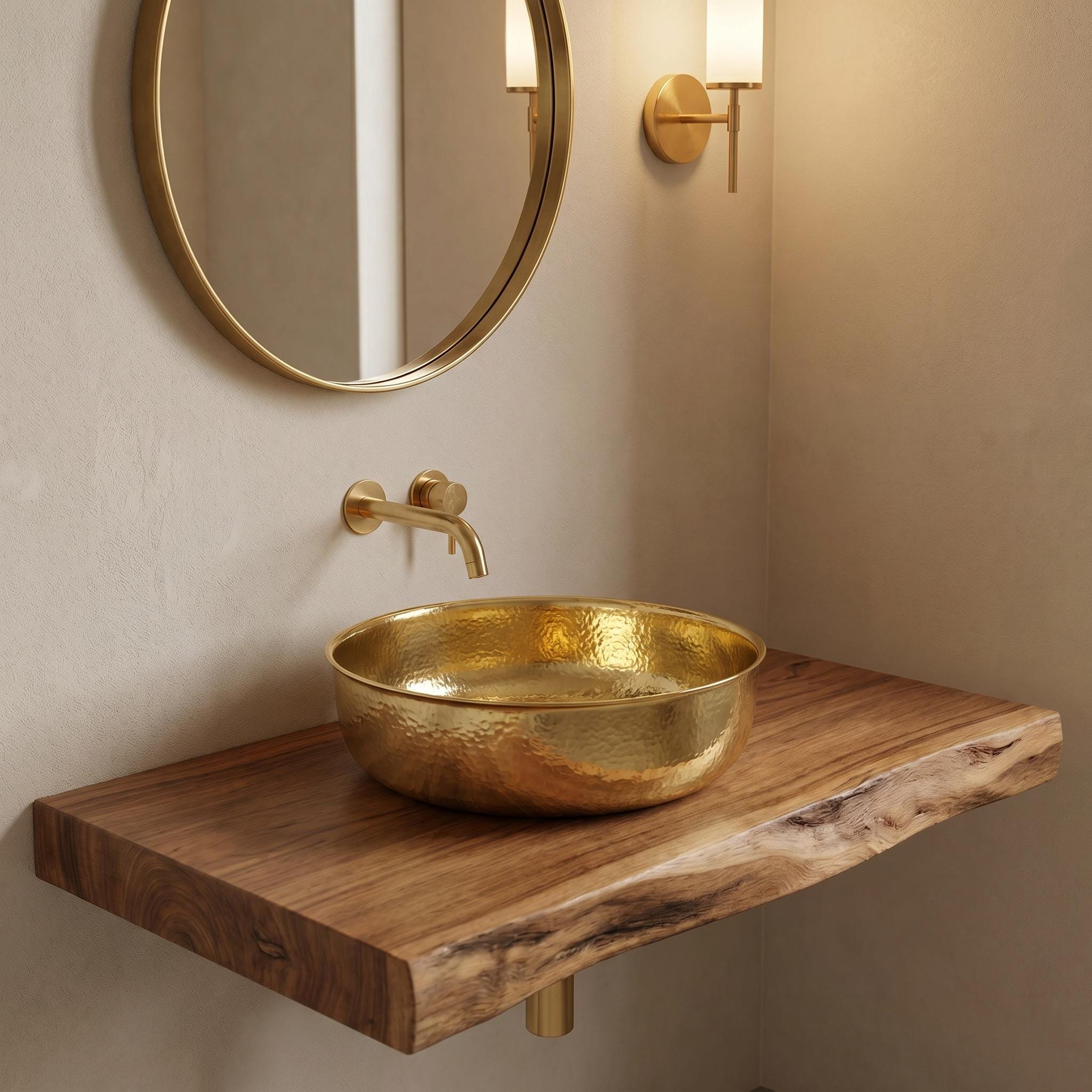 Hammered Brass Vessel Sink Luxury Round Vanity Basin for Modern Rustic Bathrooms - Image 4