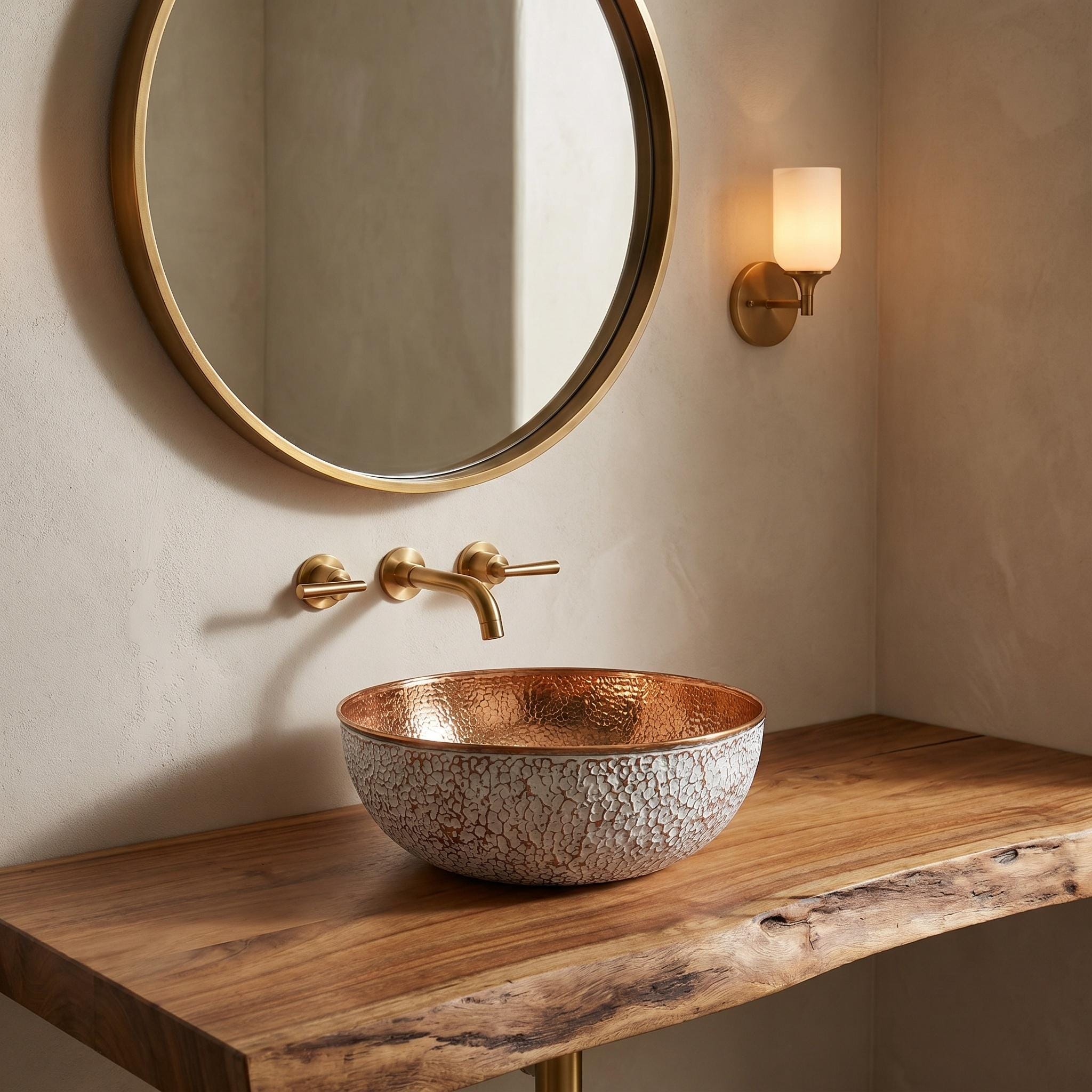 Copper Vessel Sink Hammered Vanity Basin for Luxury Rustic Modern Bathrooms - Image 7