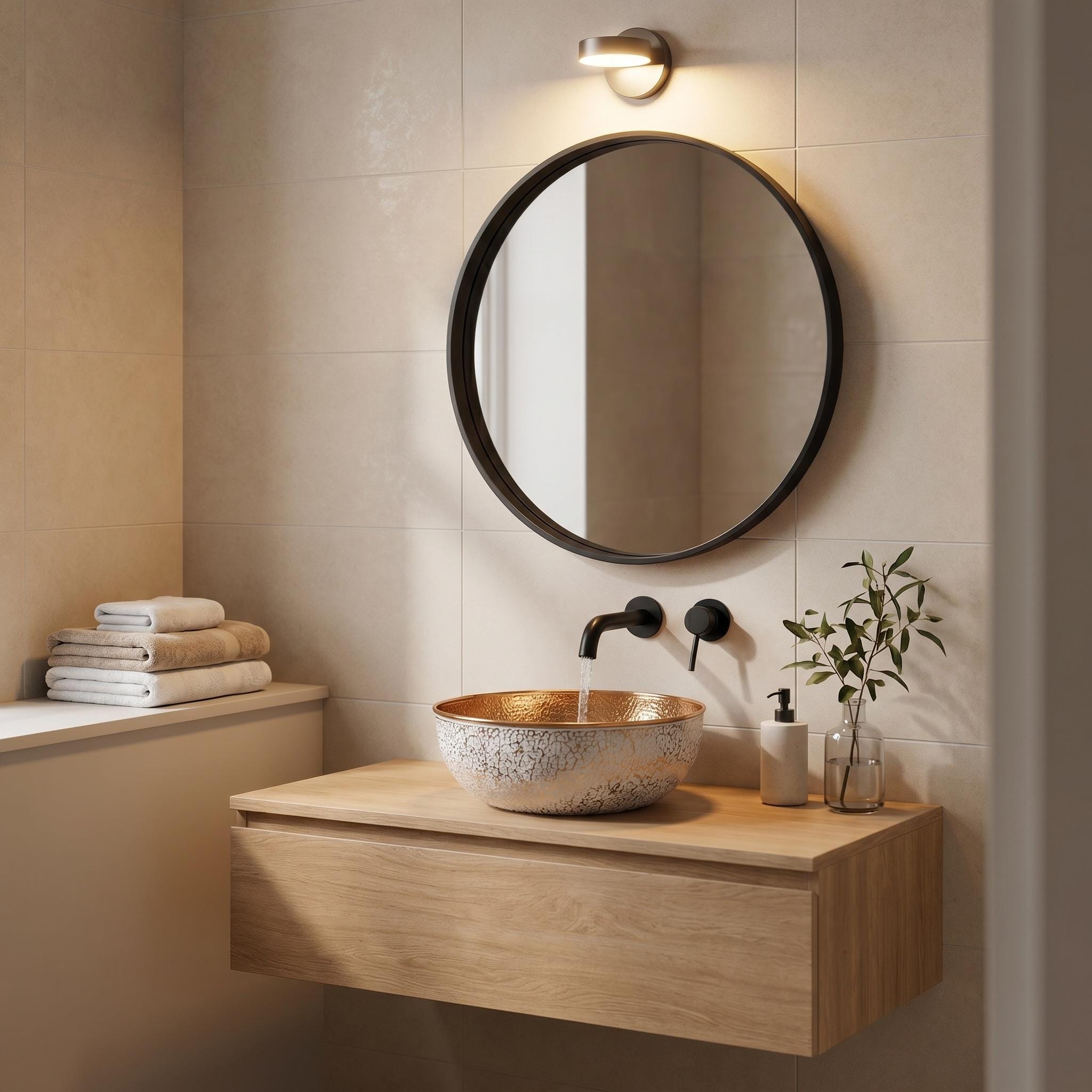Copper Vessel Sink Hammered Vanity Basin for Luxury Rustic Modern Bathrooms - Image 4
