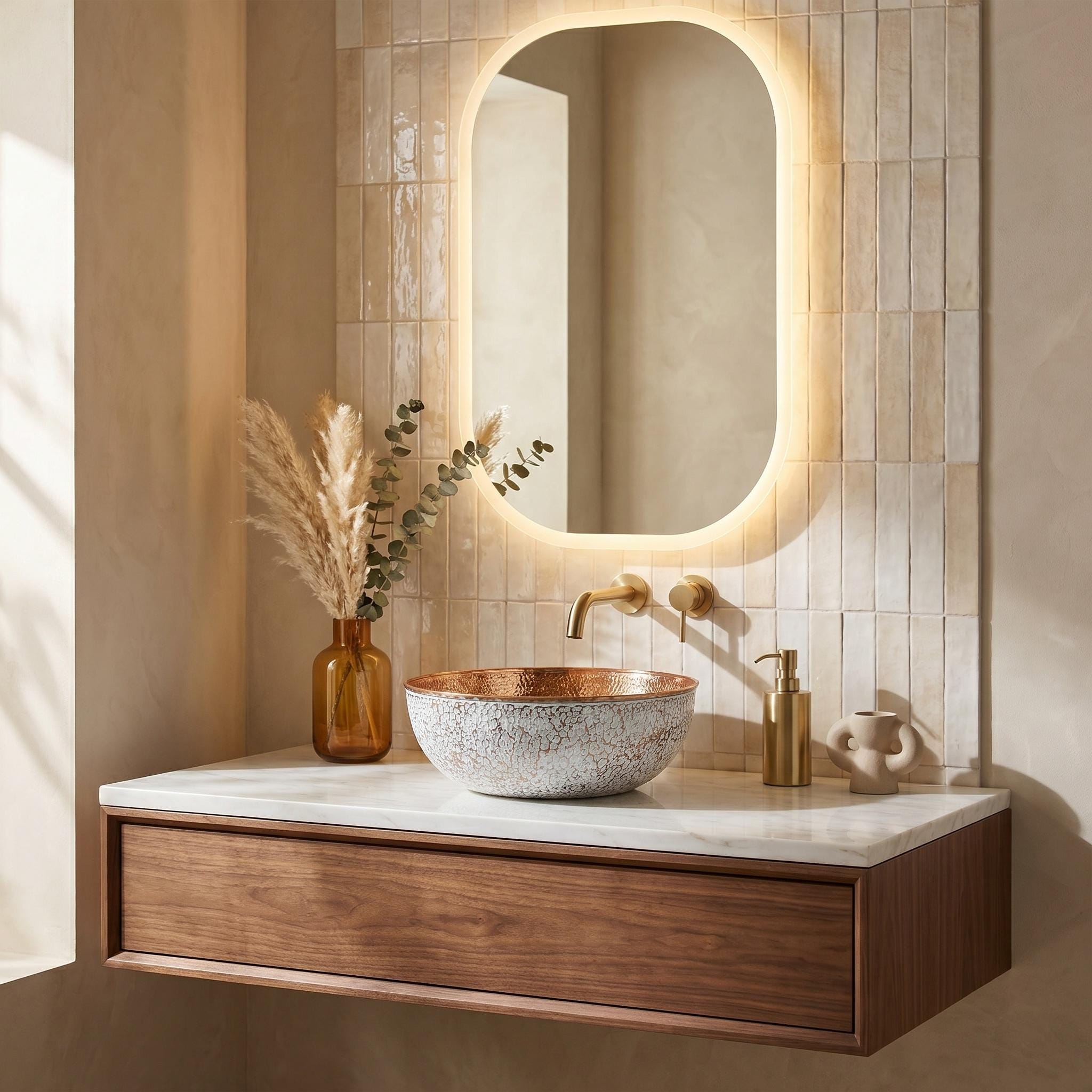 Copper Vessel Sink Hammered Vanity Basin for Luxury Rustic Modern Bathrooms - Image 8