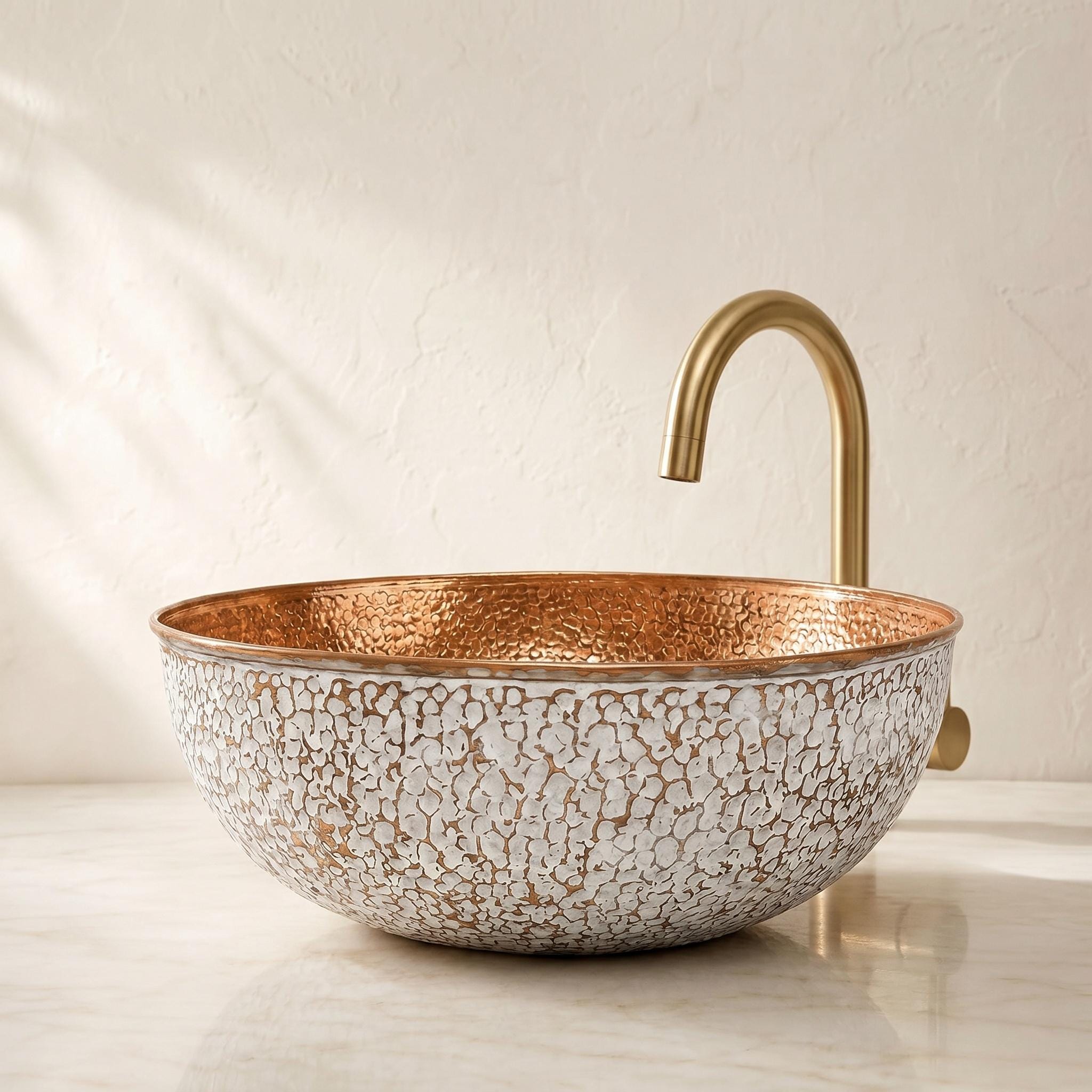 Copper Vessel Sink Hammered Vanity Basin for Luxury Rustic Modern Bathrooms - Image 9