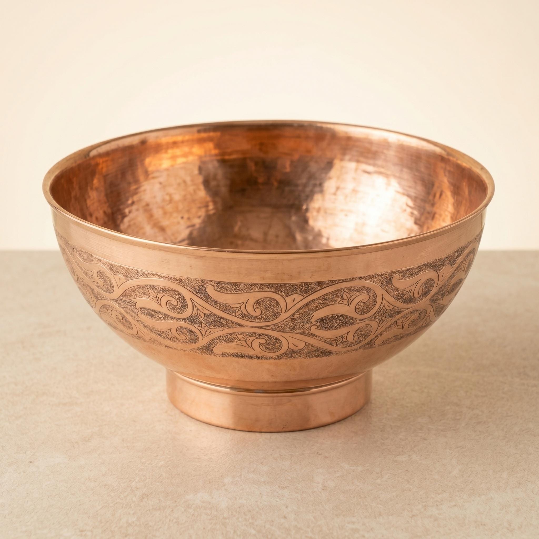 Copper Vessel Sink Engraved Vanity Basin for Luxury Rustic Modern Bathrooms - Image 4
