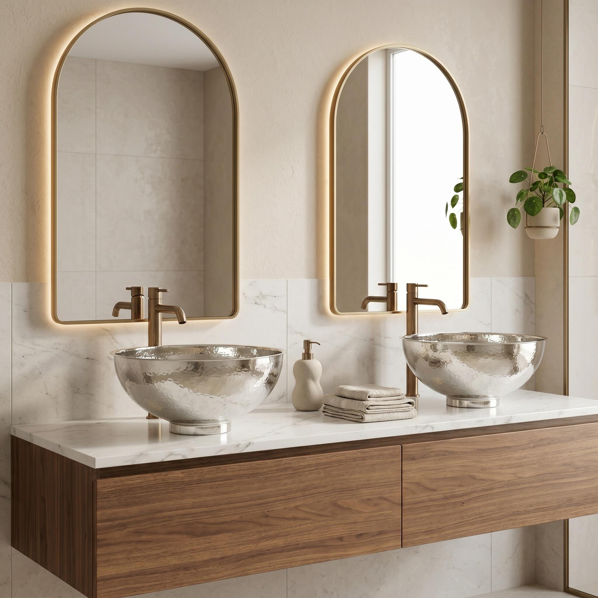 German Silver Vessel Sink Handmade Hammered Vanity Basin for Luxury Bathrooms - Image 2