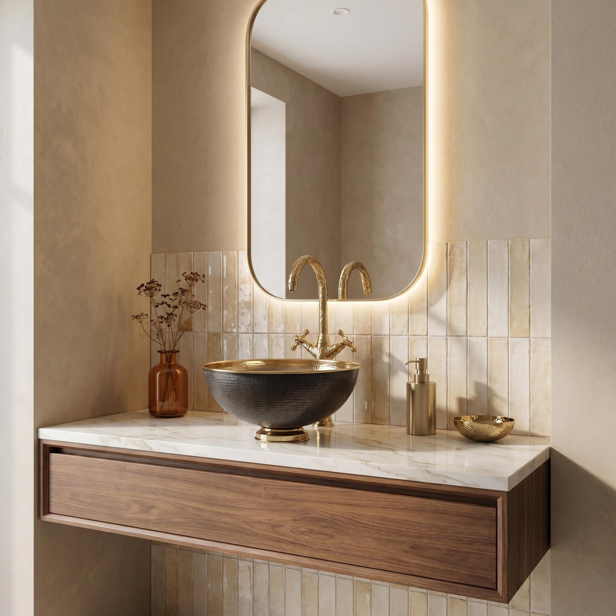 Dark Brass Vessel Sink Hammered Vanity Basin for Luxury Rustic Bathrooms - Image 4