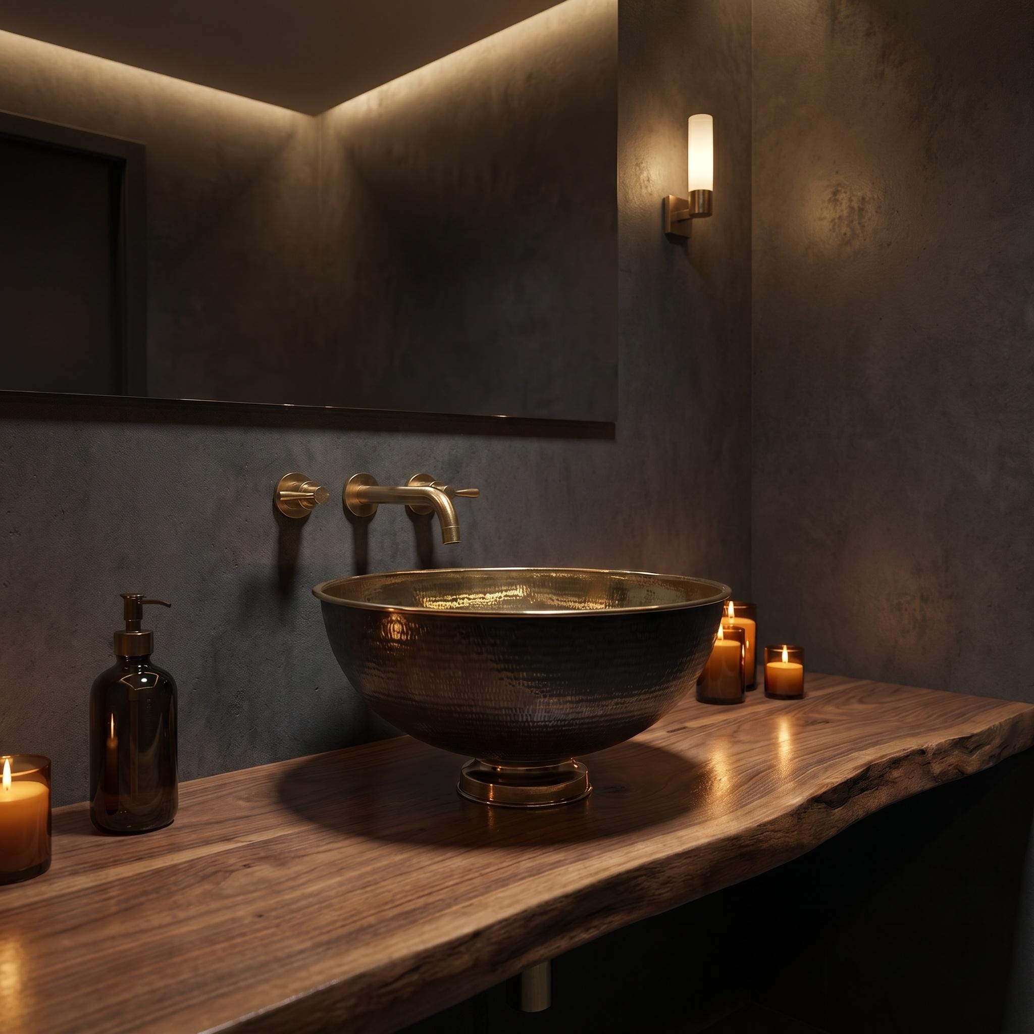 Dark Brass Vessel Sink Hammered Vanity Basin for Luxury Rustic Bathrooms - Image 5