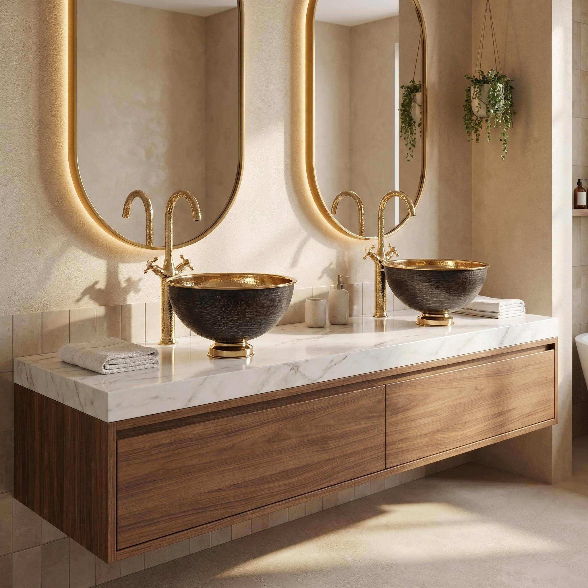 Dark Brass Vessel Sink Hammered Vanity Basin for Luxury Rustic Bathrooms - Image 2