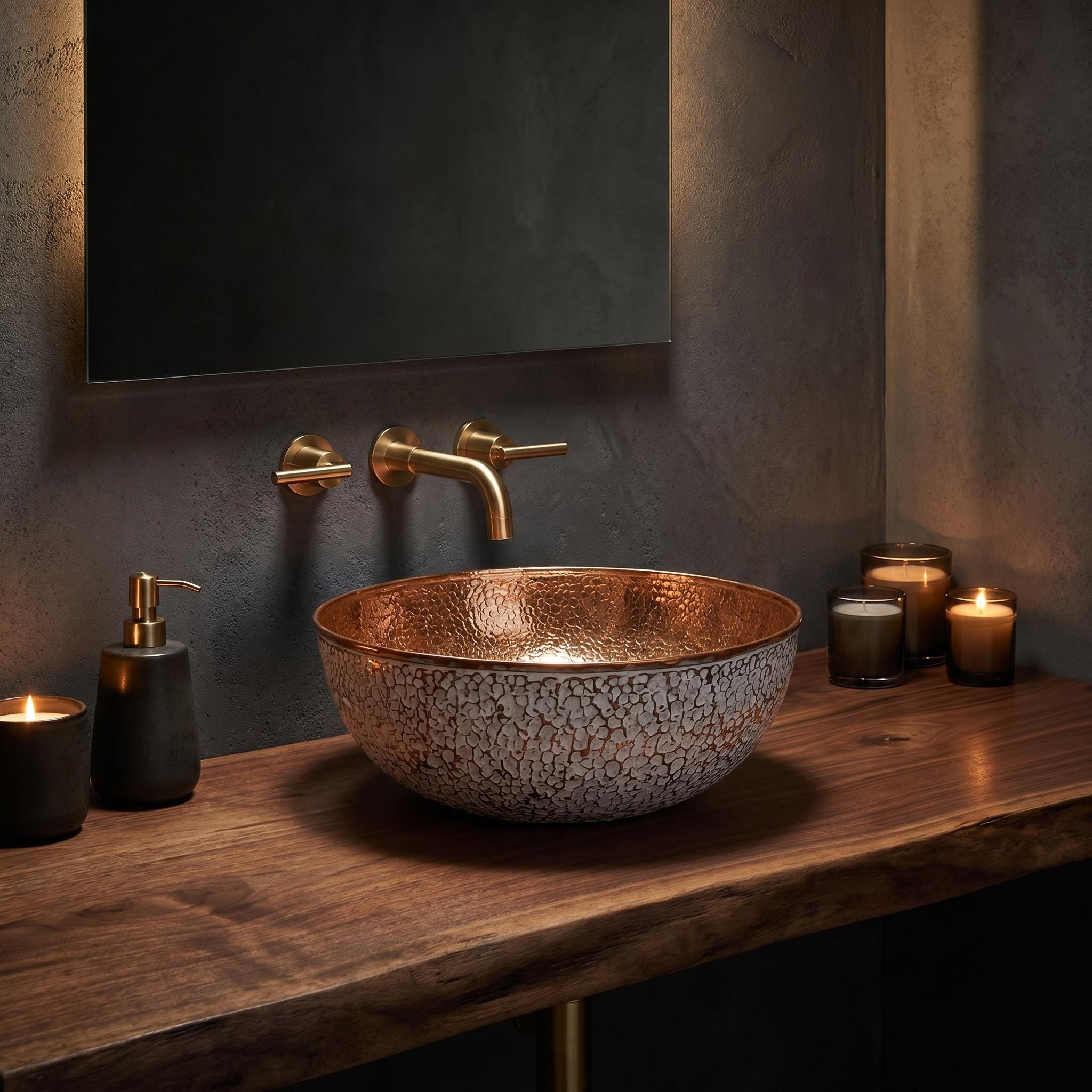 Copper Vessel Sink Hammered Vanity Basin for Luxury Rustic Modern Bathrooms - Image 6