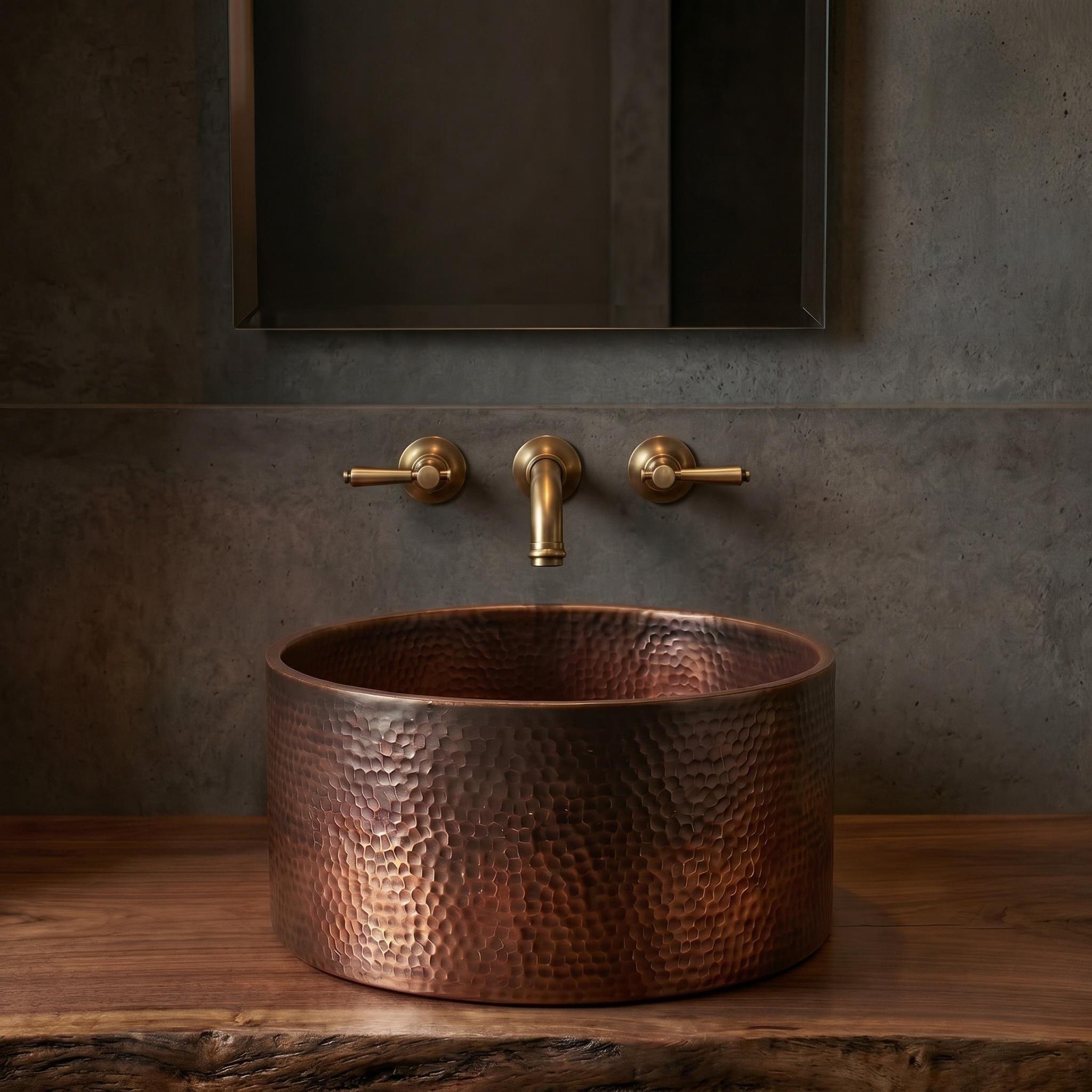 Hammered Copper Vessel Sink Modern Round Vanity Basin for Luxury Bathrooms - Image 4
